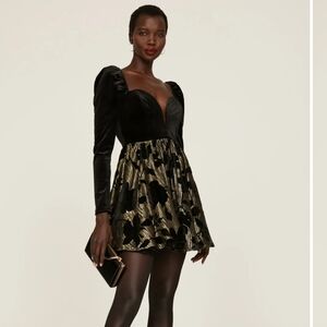 Black and Gold Fit and Flare Cocktail Dress